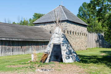 Wendat wigwam in Sainte-Marie Among the Hurons, Midland, Ontario, Canada © JossK
