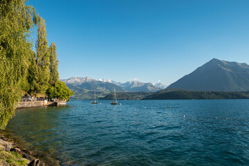 Beautiful Lake Brienz (Brienzersee), Brienz area is located at Interlaken east in Switzerland.