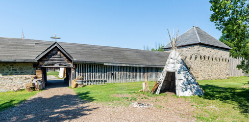 Wendat wigwam in Saint Marie Among the Hurons, Midland, Ontario, Canada