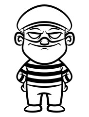 Cartoon illustration of A Thief Wearing mask and beanie hat to hiding an identity, best for mascot, sticker, and coloring book with robbery themes