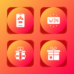 Set Lucky wheel on phone, Casino win, Gift box and icon. Vector