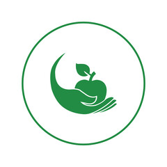 Apple fruit on the hand icon | Circle version icon |