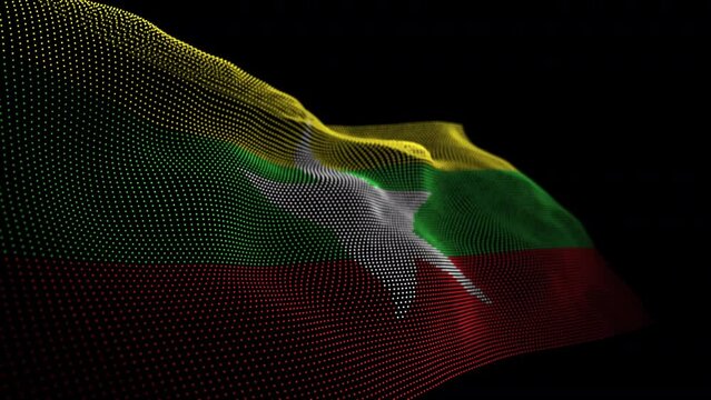 Seamless looping animated digital flag of Myanmar overlay rendered of points in 4K resolution including luma matte - Powered by Adobe