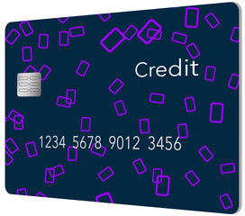 Here is a generic credit card on a transparent background that is seen in a 3-d illustration..