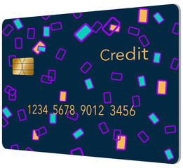 Here is a generic credit card on a transparent background that is seen in a 3-d illustration..