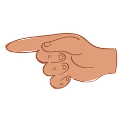 Cartoon style hand with pointing finger.