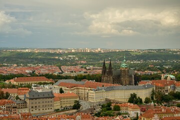Closer look to Prague´s castle from Petrin tower. 