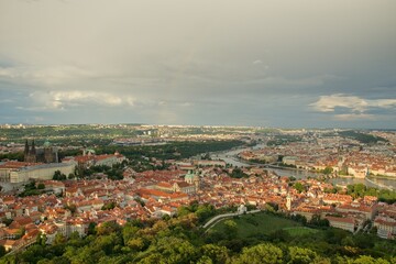 Vltava river passes through the city of Prague. 