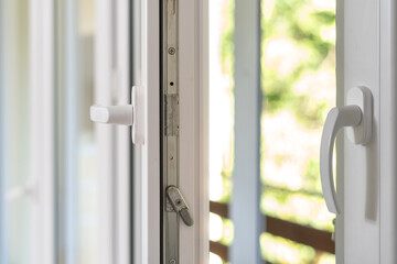 opened metal door or window frame at apartment