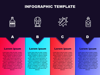 Set line Tequila bottle, Mexican wrestler, Hot chili pepper pod and . Business infographic template. Vector