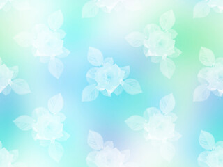 Fototapeta na wymiar Seamless pattern with white silhouettes of flowers on a blue background.