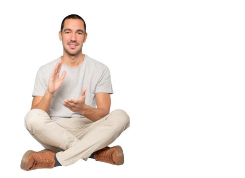 Kind young man applauding gesture