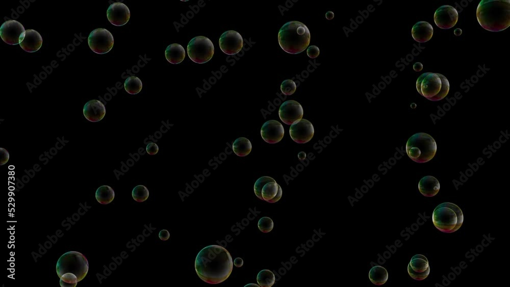 Wall mural green bubbles floating across screen 3d animation motion graphics background in hd