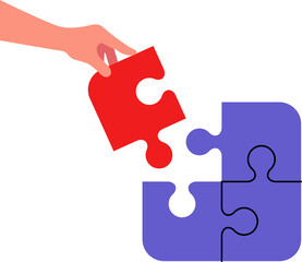 Concept teamwork metaphor hand with the missing piece of puzzle vector illustration