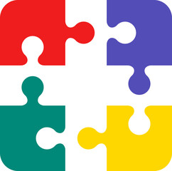 4 piece puzzle colorful vector illustration