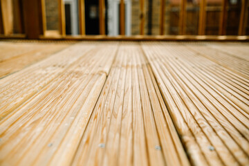 Wooden decking in garden