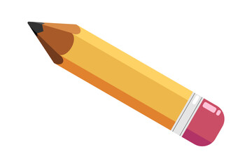  Sharp pencil illustration. Color pencil with eraser. On a white background. Isolated object for prints, designs. Vector.