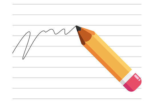 yellow pencil writing on lined paper clip art preview