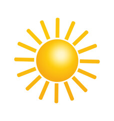 Flat yellow sun icon collection on white background. Vector flat cartoon illustration.