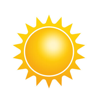 Flat yellow sun icon collection on white background. Vector flat cartoon illustration.