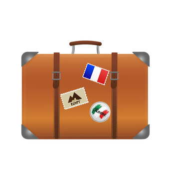 Vintage 3d illustration with suitcase on white background. Retro suitcase, great design for any purposes.