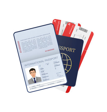 3d card International passport in flat style on white background. Blank template. Cover page. International passport, great design for any purposes.