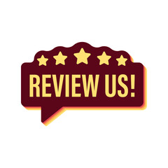 Review us user rating concept. Review and rate us stars retro icon. Business concept. Vector illustration.