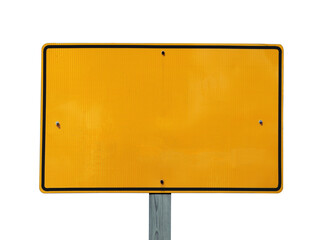 Blank reflective yellow highway message sign isolated.