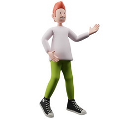 PNG 3d render of a boy explain