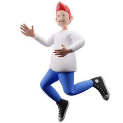PNG 3d render of a boy jumping