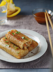 Spring rolls - a typical dish in Chinese and other Southeast Asian cuisines