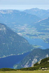 The view of Hallstatt lake from Krippenstein mountain, Hallstatt, Austria