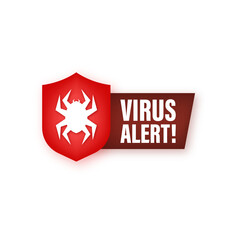 Danger symbol vector illustration. Virus protection. Computer virus alert. Safety internet technology, data secure. Neon icon