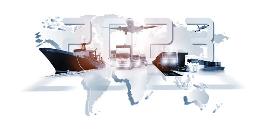 2023 year as new of  logistics ,The world logistics , with logistic network distribution on...