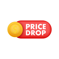 Price drop banner template design. Sale special offer. Vector stock illustration