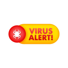 Danger symbol vector illustration. Virus protection. Computer virus alert. Safety internet technology, data secure