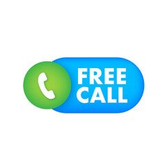 Free call. Information technology. Telephone icon. Customer service. Vector stock illustration
