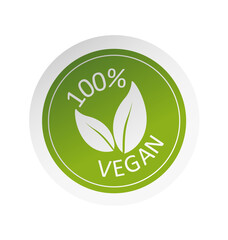 Green natural and vegan stickers and ribbons set in flat style. Vector illustration.