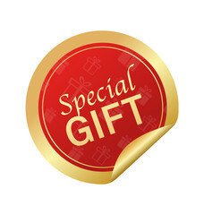 Modern red special gift sticker great design for any purposes. Vector illustration.