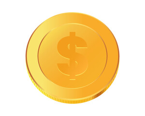 Golden money. Rotating gold coin.