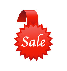 Sale badge in flat style on white background. Sale banner, great design for any purposes. Discount banner promotion template. Business icon. Flat vector.