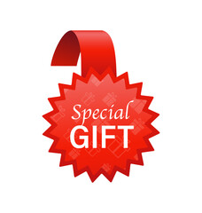 Modern red special gift badge great design for any purposes. Vector illustration.