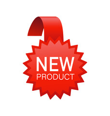New product badge in flat style on white background. New product banner, great design for any purposes. Business icon. Flat vector.