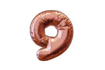 Golden inflated number. Balloon metallic number. 3d