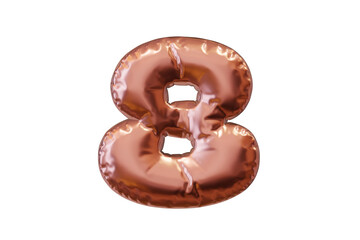 Golden inflated number. Balloon metallic number. 3d