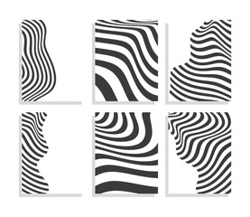 wavy black and white stripes background template set

