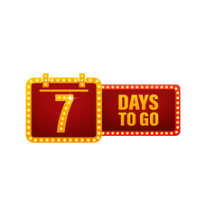 Fototapeta premium Seven days to go retro light on white background. Days to go light on light background.