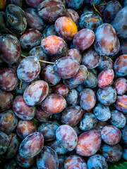  fresh ripe plums as background