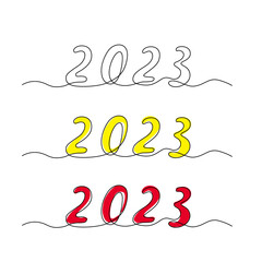 2023 Hand Drawn Continuous One Line Vector Numbers