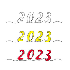 Obraz premium 2023 Hand Drawn Continuous One Line Vector Numbers